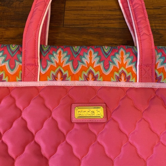 Cinda B Essential Tote Quilted Calypso Pink Shoulder Bag Purse Snap Bright - Picture 2 of 9
